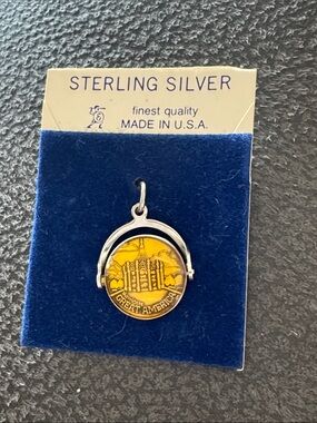 Vintage Sterling Silver 925 Round Great America Signed Charm Pendant USA Travel